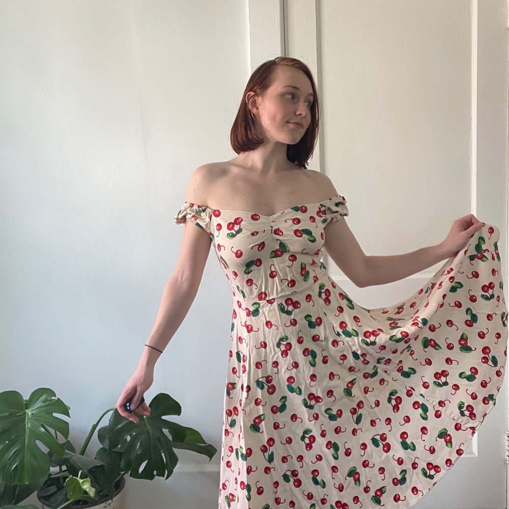 Cherry print collectif swing dress
